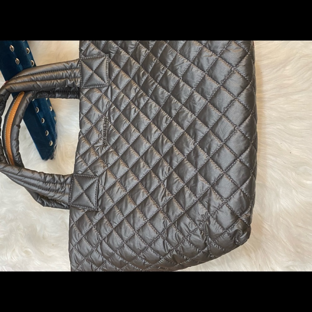 EUC MZ Wallace Small Quilted Nylon Steel Metallic Metro Tote